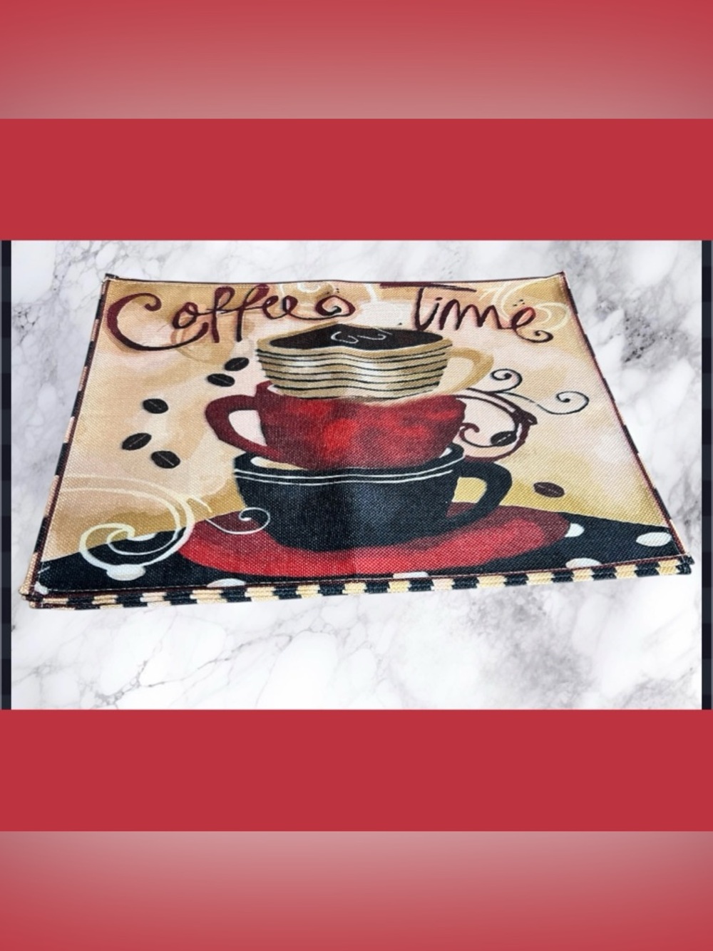 COFFEE TIME Themed Tapestry Table Placemats Set of 4